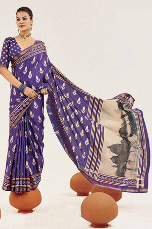 Violet Digital Printed Silk Saree