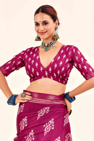 Pink Digital Printed Silk Saree