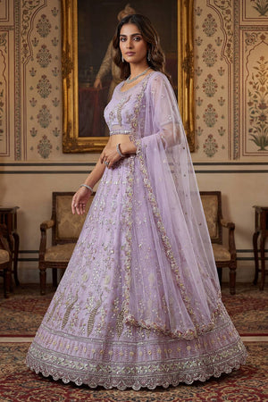 Lavender Sequin with Embroidered Net Lehenga