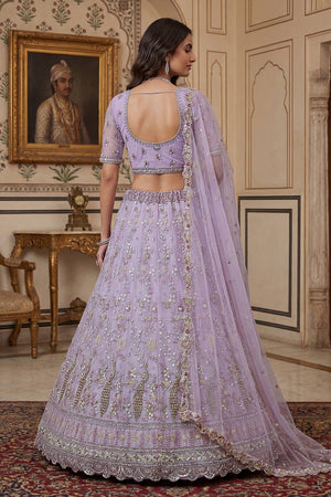 Lavender Sequin with Embroidered Net Lehenga