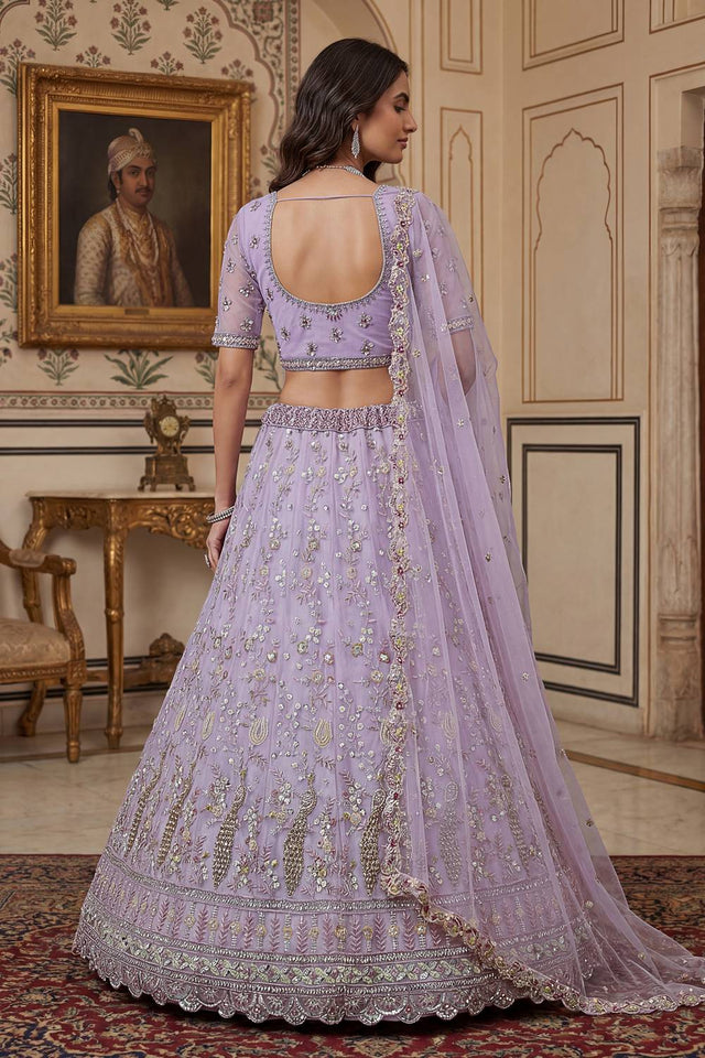 Lavender Sequin with Embroidered Net Lehenga