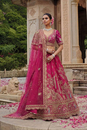 Pink Sequin with Embroidered Silk Lehenga
