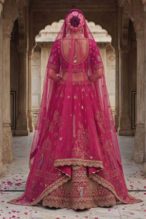 Pink Sequin with Embroidered Silk Lehenga