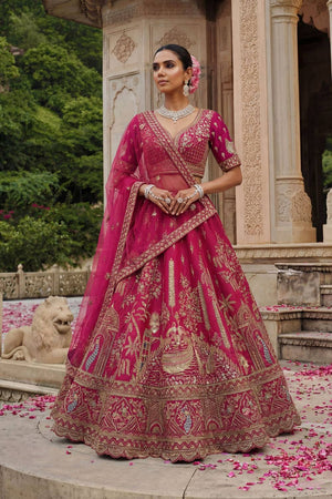 Pink Sequin with Embroidered Silk Lehenga