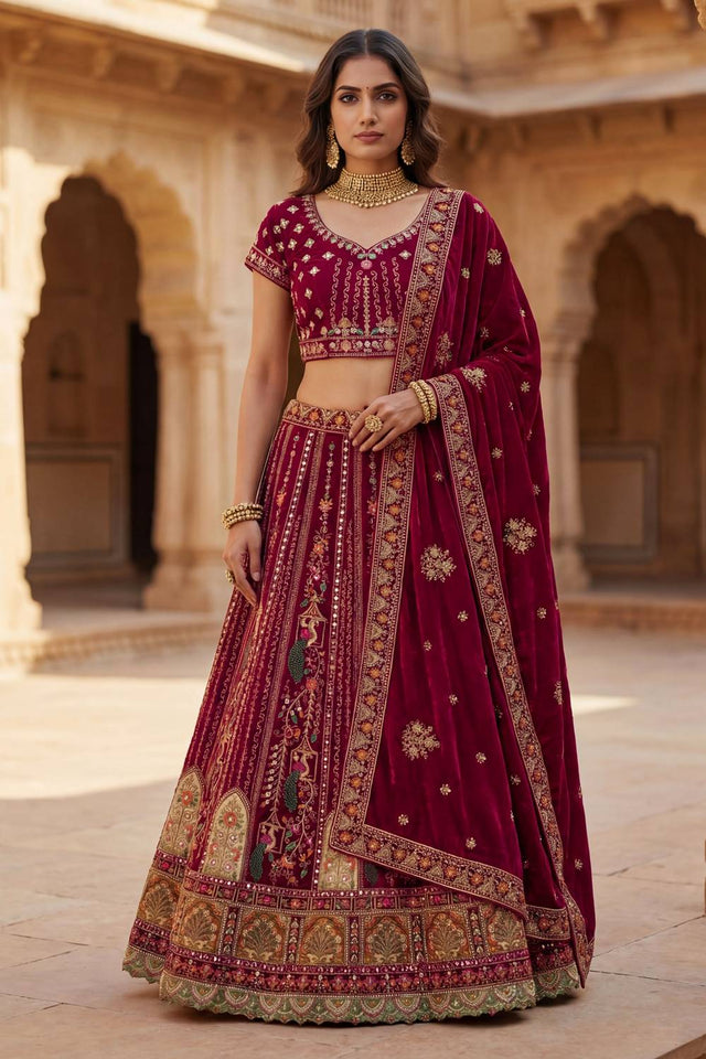Pink Sequin with Embroidered Silk Lehenga