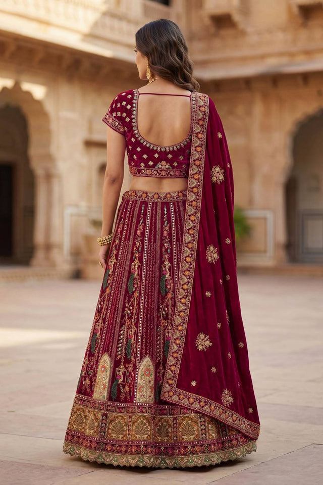 Pink Sequin with Embroidered Silk Lehenga