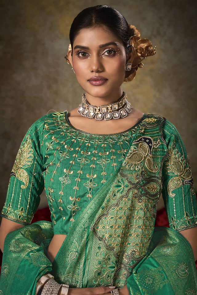 Green Woven Silk Saree