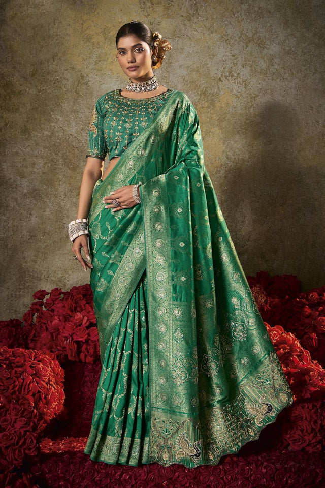Green Woven Silk Saree