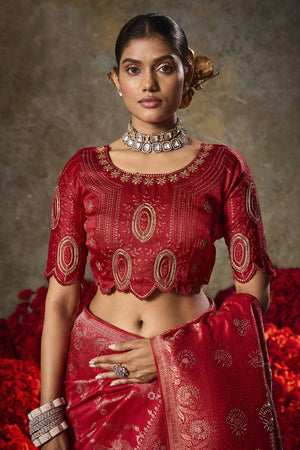 Red Woven Silk Saree