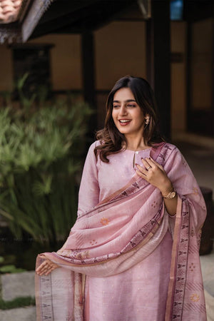 Peach Woven Jacquard Straight Cut Suits