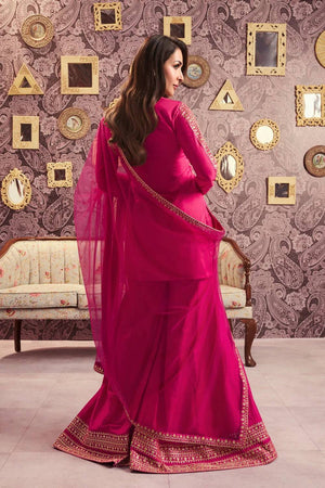 Pink Sequin with Embroidered Chanderi Sharara Suits
