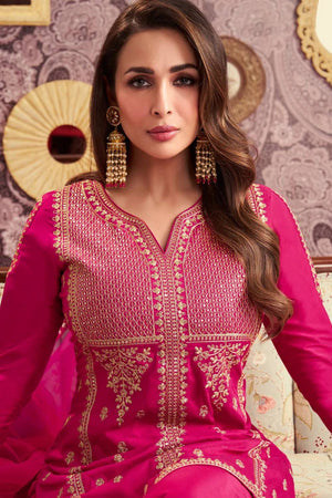 Pink Sequin with Embroidered Chanderi Sharara Suits