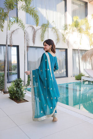 Rama Sequin with Embroidered Silk Straight Cut Suits