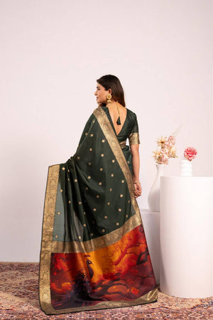 Green Woven Banarasi Silk Saree