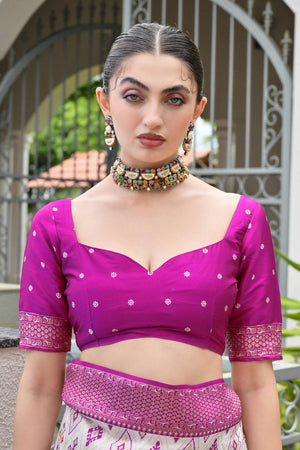Magenta Woven Banarasi Silk Saree