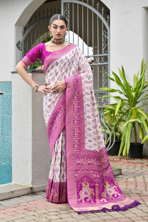 Magenta Woven Banarasi Silk Saree