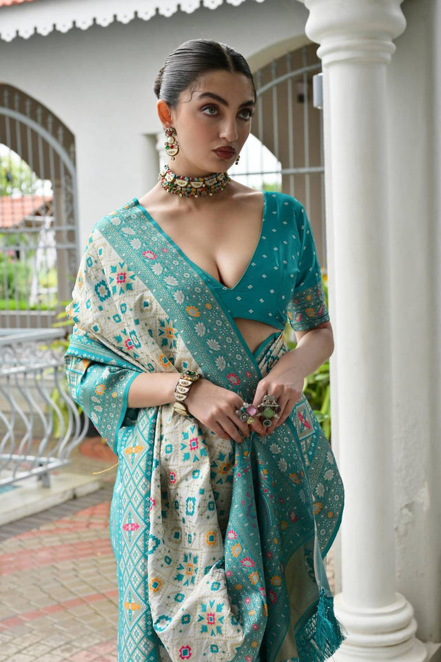 Sea Green Woven Banarasi Silk Saree