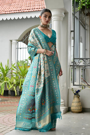 Sea Green Woven Banarasi Silk Saree
