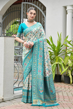 Sea Green Woven Banarasi Silk Saree