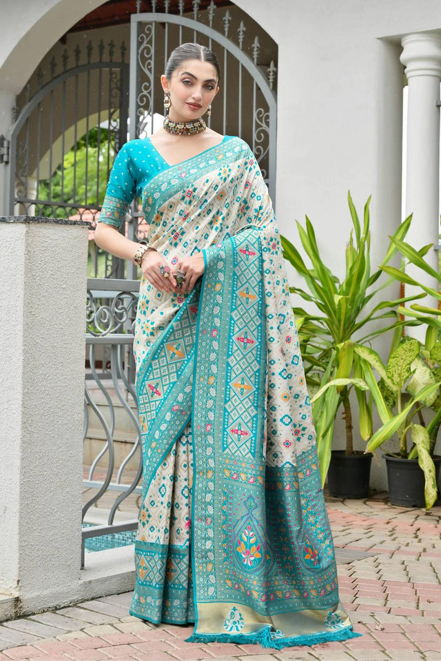 Sea Green Woven Banarasi Silk Saree