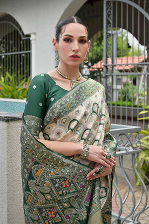 Green Woven Banarasi Silk Saree