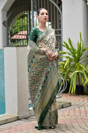 Green Woven Banarasi Silk Saree