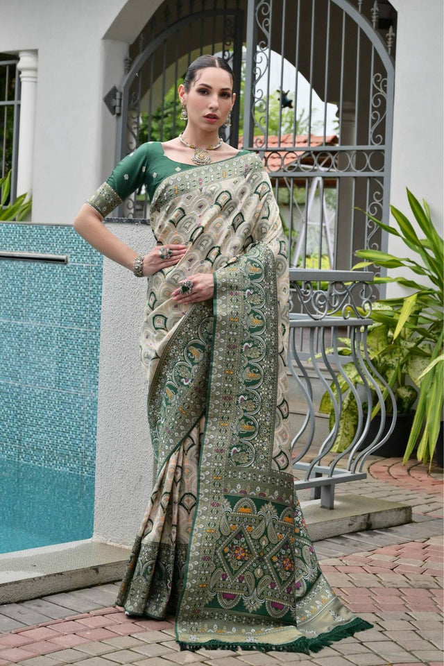 Green Woven Banarasi Silk Saree