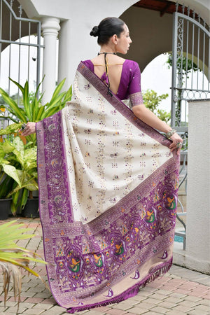 Purple Woven Banarasi Silk Saree