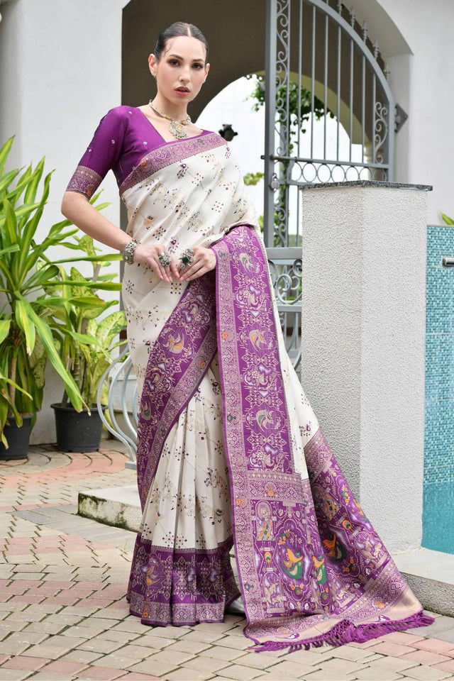 Purple Woven Banarasi Silk Saree