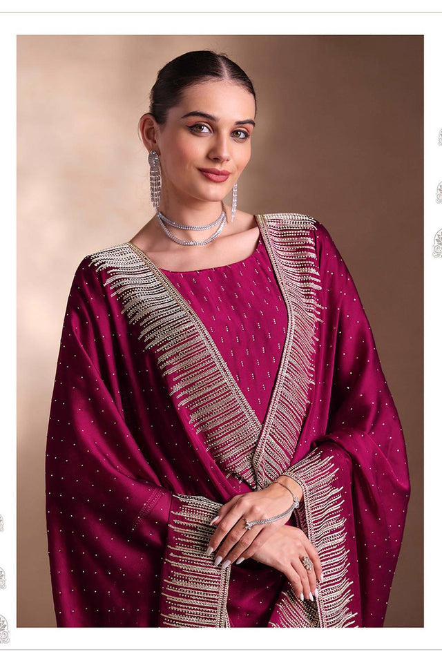 Purple Santoon Georgette Kurti Pant Set