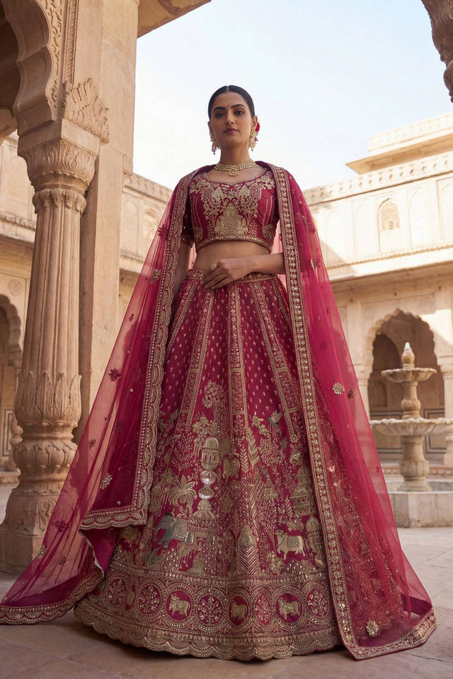 Pink Silk Sequin with Embroidered Lehenga