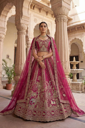 Pink Silk Sequin with Embroidered Lehenga