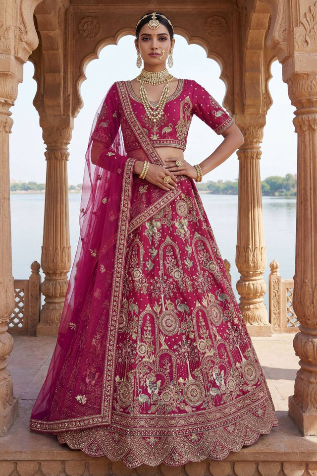 Pink Silk Sequin with Embroidered Lehenga
