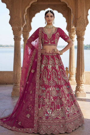 Pink Silk Sequin with Embroidered Lehenga