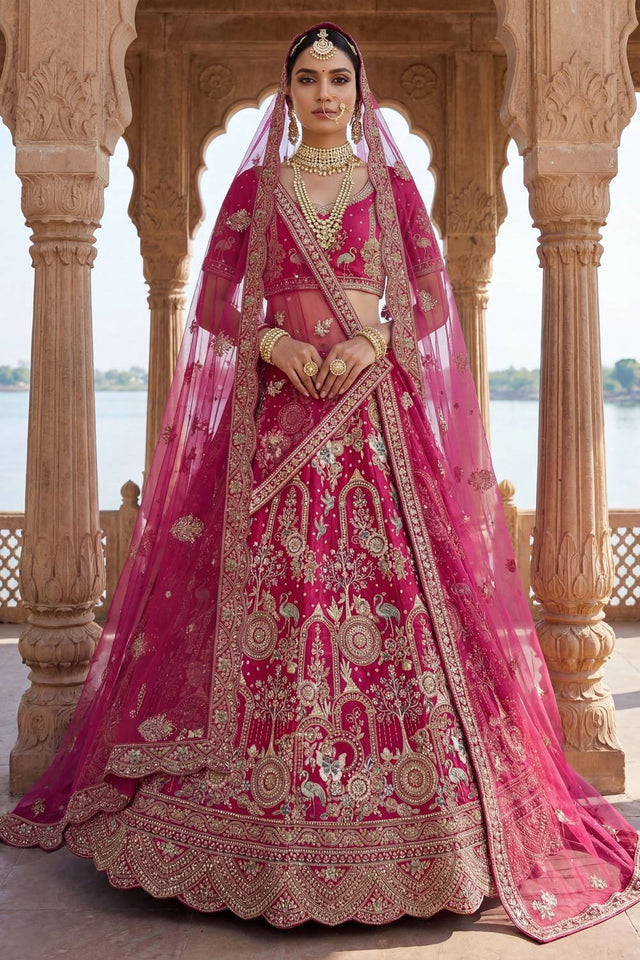 Pink Silk Sequin with Embroidered Lehenga
