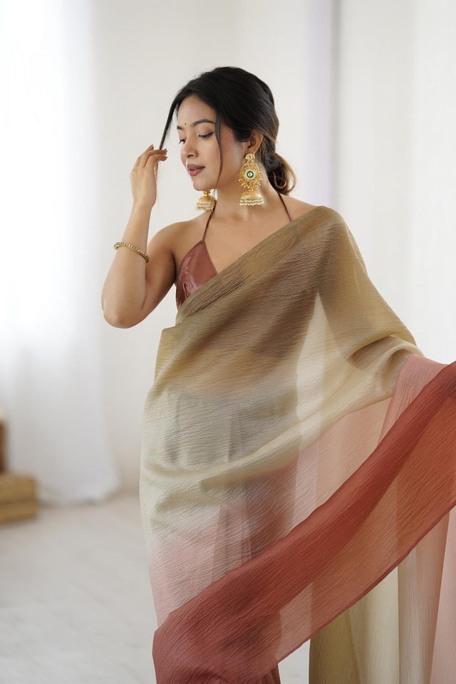 Green Satin Silk Solid Ready to Wear Saree