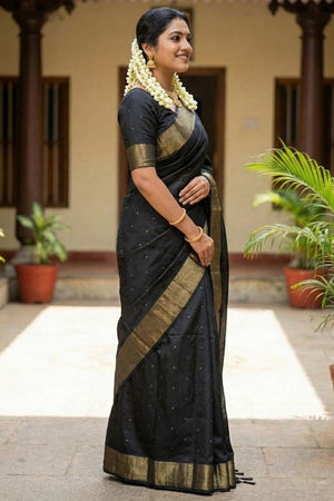 Black Woven Silk Saree (ACA5285)