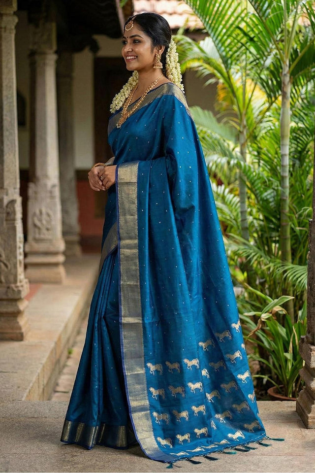 Blue Woven Silk Saree (ACA5286)
