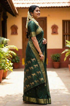 Green Woven Silk Saree (ACA5287)