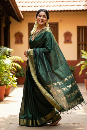 Green Woven Silk Saree (ACA5287)
