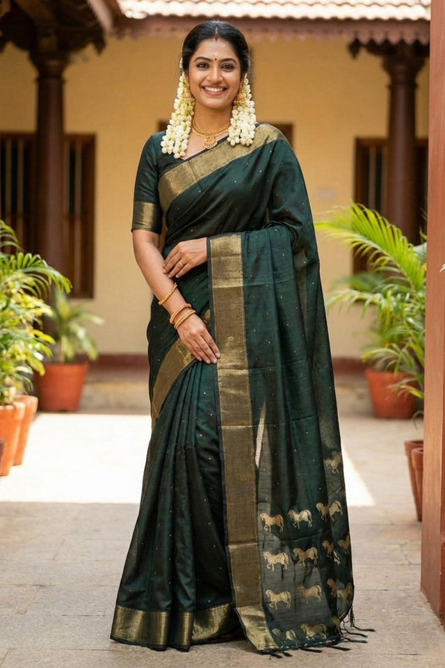 Green Woven Silk Saree (ACA5287)