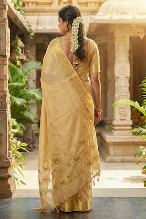 Beige Woven Silk Saree (ACA5288)