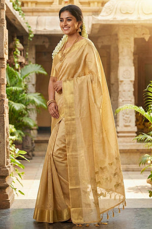 Beige Woven Silk Saree (ACA5288)