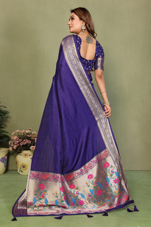 Violet Paithani Woven Silk Saree (ACA5301)