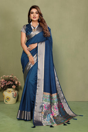 Blue Paithani Woven Silk Saree (ACA5303)