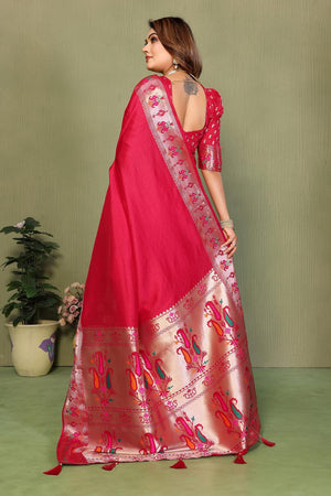 Pink Paithani Woven Silk Saree (ACA5304)