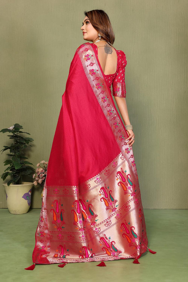 Pink Paithani Woven Silk Saree (ACA5304)