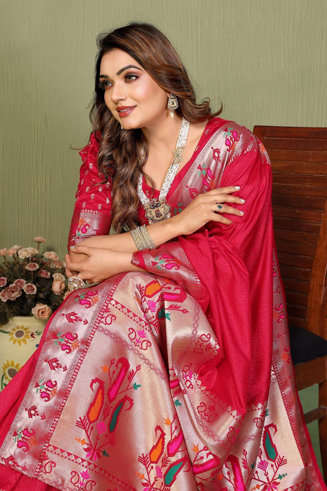 Pink Paithani Woven Silk Saree (ACA5304)