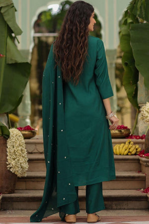 Green Floral Embroidered Rayon Anarkali Suits (ACA5327)