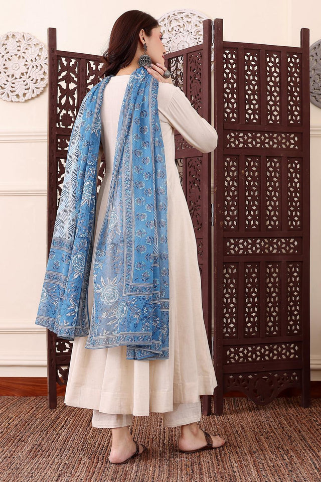 Off White Solid Chanderi Anarkali Suits (ACA5328)